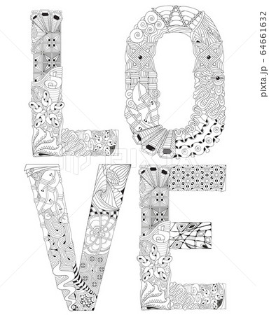 Word love for coloring. Vector decorative Word love for coloring. Vector decorative 64661632