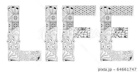 Word LIFE for coloring. Vector decorative Word LIFE for coloring. Vector decorative 64661747