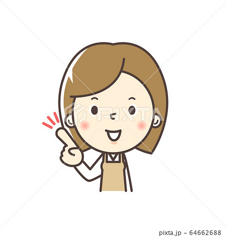 人物 女性 主婦 家事 育児 店員 女子 指差し チェック ポイント 注目 白バックのイラスト素材