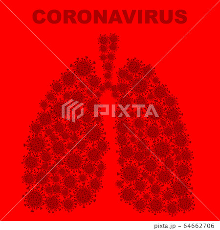 Lungs with bacterium coronavirus red background 64662706