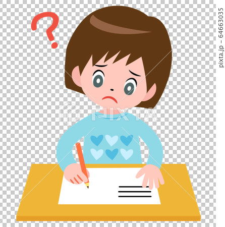 勉強する女の子　疑問 64663035