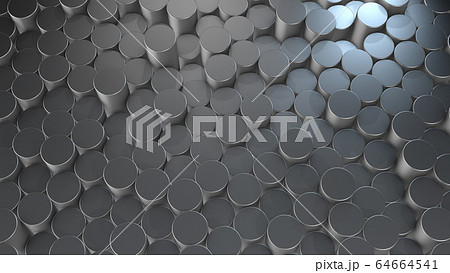 3D rendering of abstract cylindrical geometric aluminum surfaces in virtual space 3D rendering of abstract cylindrical geometric aluminum surfaces in virtual space 64664541