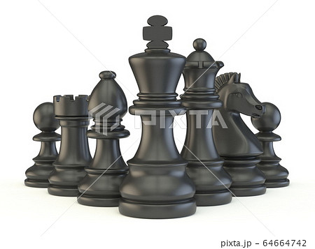 Black chess pieces 3D 64664742