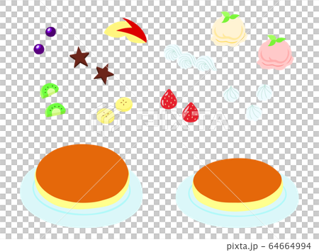 トッピング材料付き パンケーキのセットのイラスト素材