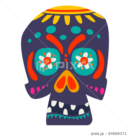 Isolated decorated mexican skull 64666371