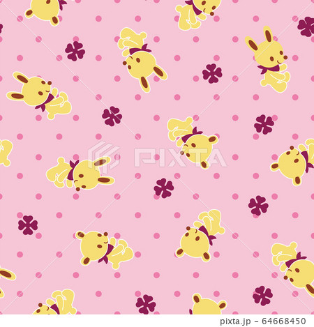 クマとウサギとクローバーのイラスト素材