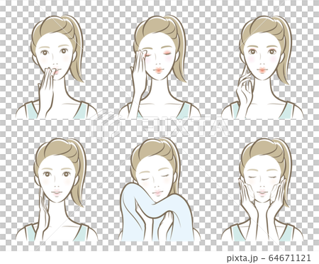 Illustration of a woman doing skincare Illustration of a woman doing skincare 64671121