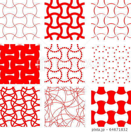 分銅つなぎ 線 網 和柄 シームレスパターン セットのイラスト素材