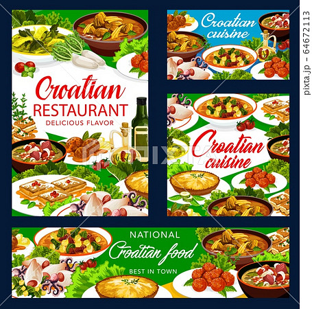 Croatian cuisine food dishes, restaurant menu 64672113