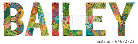Female name Bailey. Vector decorative zentangle Female name Bailey. Vector decorative zentangle 64672723