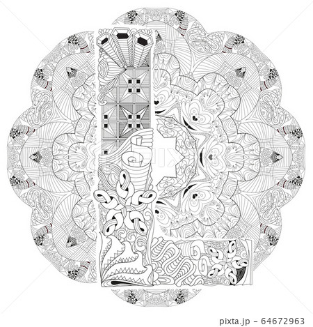 Download Mandala with letter L for coloring. Vectorのイラスト素材 ...