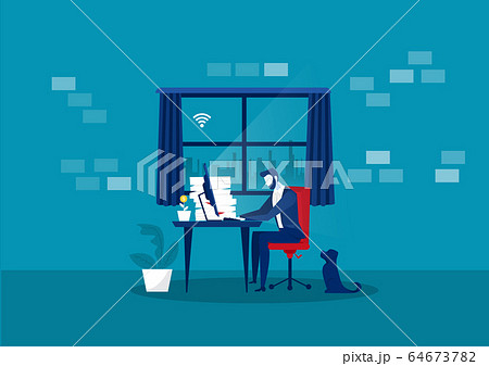 businessman Work at home for save from coronavirus disease. businessman Work at home for save from coronavirus disease. 64673782