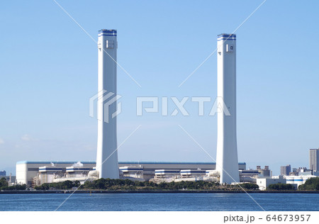 横浜火力発電所の景色の写真素材