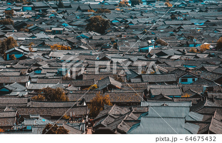 Rooftops in Lijiang old town beautiful view from Rooftops in Lijiang old town beautiful view from 64675432