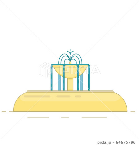 Flat vector illustration of fountain with bowl and 64675796