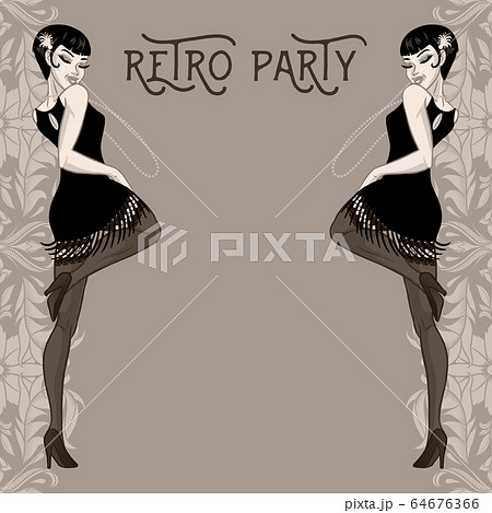 Retro party card, young woman dressed in 1920s 64676366