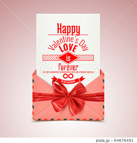 Happy Valentine's Day postcard with envelope and Happy Valentine's Day postcard with envelope and 64676491