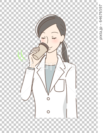 女人喝外賣咖啡 64676597