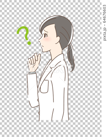 感到焦慮,懷疑和憂慮的女人的側面 感到焦慮,懷疑和憂慮的女人的側面 64676603