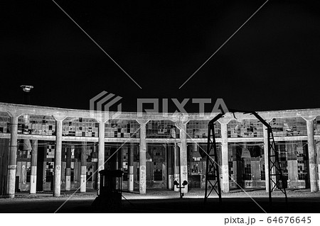 豊後森機関庫　モノクロ　【大分県玖珠郡】 64676645