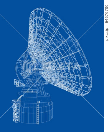 Radio Telescope concept outline. Vector 64676700