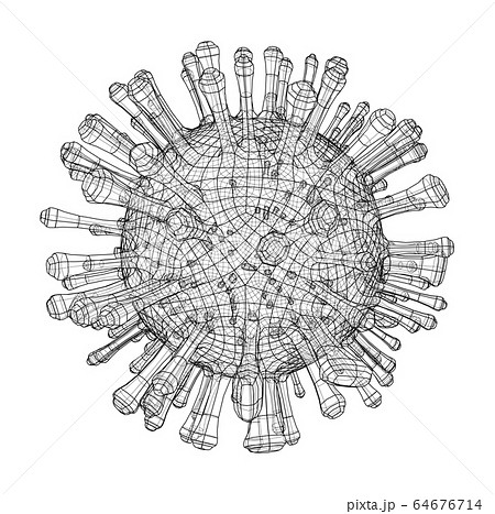Vector wire-frame model of a virus Vector wire-frame model of a virus 64676714