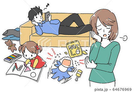 長期休暇　うんざりする主婦のイラスト 64676969