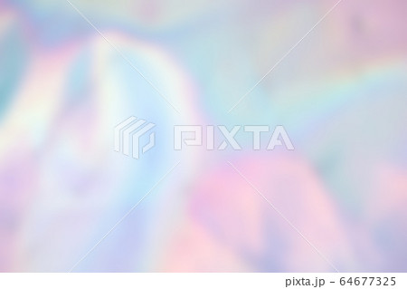Abstract holographic purple pink background. Liquid neon rainbow foil in unicorn style. Marble iridescent futuristic texture. Trend style 90s. 64677325