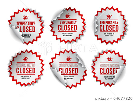 Temporarily closed sign of coronavirus news. Set of Information warning sign about quarantine Temporarily closed sign of coronavirus news. Set of Information warning sign about quarantine 64677820