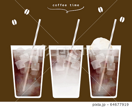 アイスコーヒー Icecoffee 手描き ベクターのイラスト素材