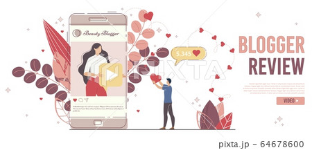 Beauty Blogger Online Review Flat Vector Concept Beauty Blogger Online Review Flat Vector Concept 64678600