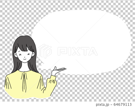 Female Pose Long Black Hair White Border Speech Bubble Female Pose Long Black Hair White Border Speech Bubble 64679113