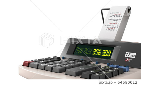 old electronic calculator front view 3d render on 64680012