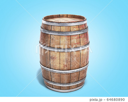 Wooden barrels isolated on white background 3d 64680890