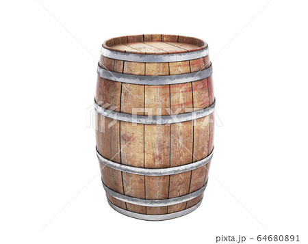 Wooden barrels isolated on white background 3d 64680891