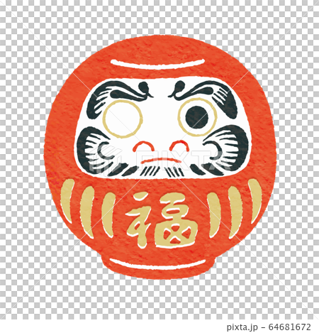 Red Fuku Daruma one-eye illustration vector 64681672