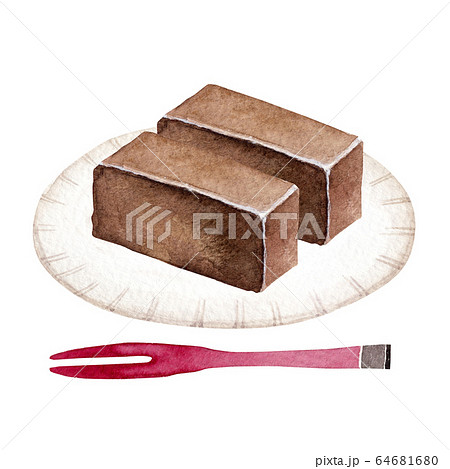 羊羹 和菓子　水彩 イラスト 64681680