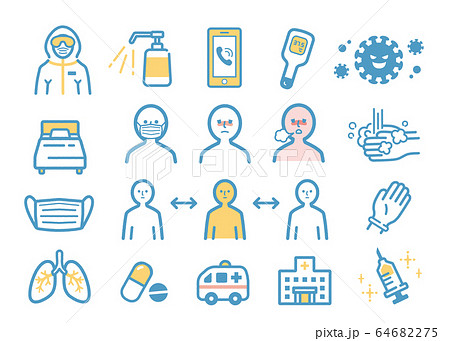 Coronavirus related illustrations 64682275