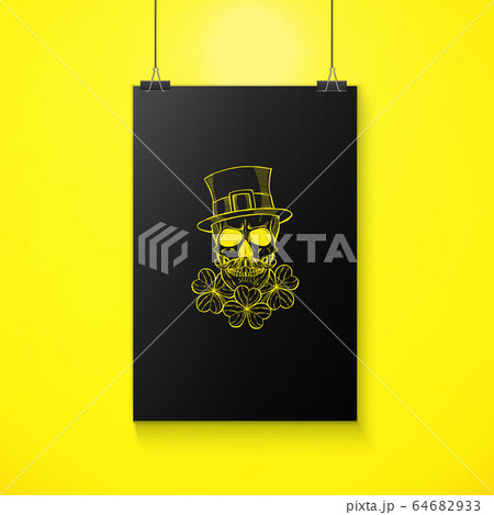 Hand drawn angry skull of leprechaun 64682933