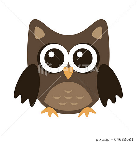 Owl funny stylized icon symbol brown colors Owl funny stylized icon symbol brown colors 64683031