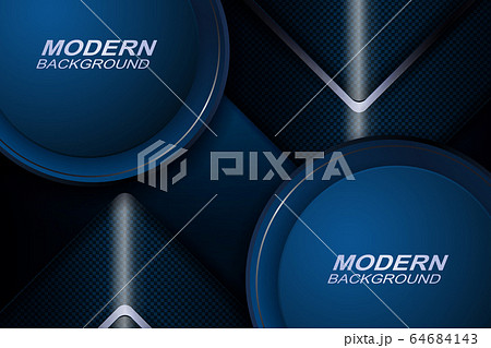 Blue design with round frames, textured shiny arrows 64684143