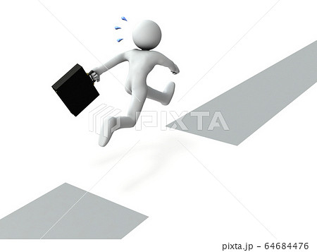 ピンチを飛び越えるビジネスマン 64684476
