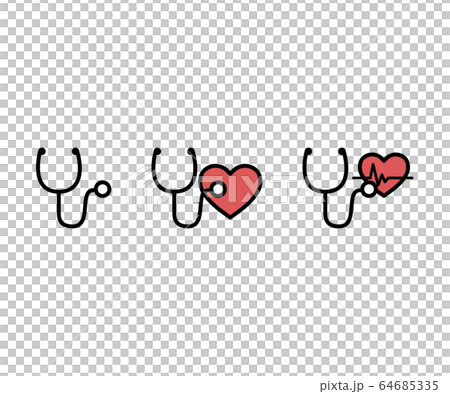 聴診器のアイコンセット／イラスト／心音 64685335
