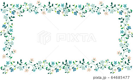 北欧風 花と葉っぱのフレーム 囲み のイラスト素材