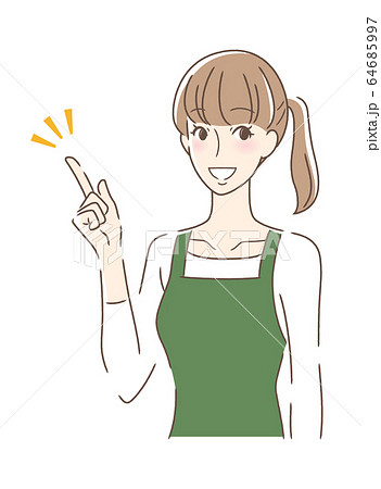 笑顔で指をさす女性 笑顔で指をさす女性 64685997