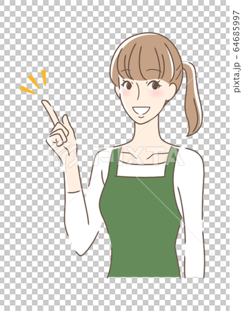 笑顔で指をさす女性 笑顔で指をさす女性 64685997