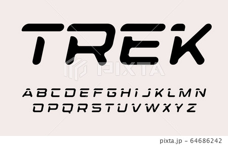 Velo trek letters set. Dynamic italic modern style alphabet. Font for sport events and promotions, gym logos, banner and poster headline, sportsman monogram. Vector typography design. 64686242