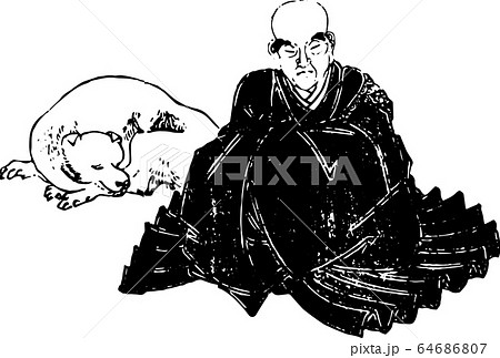 居眠りをする犬と僧侶 64686807