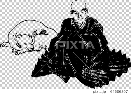 居眠りをする犬と僧侶 64686807