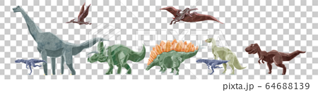 恐竜7種類横並びイラストセット 64688139